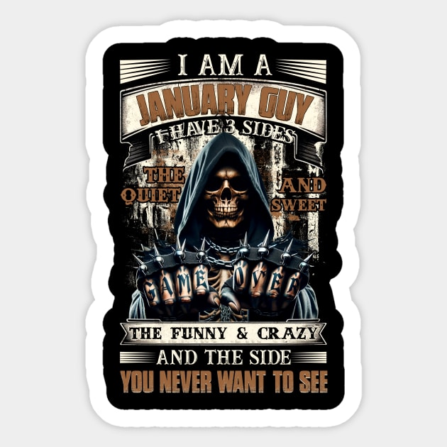 Skull I'm A December Guy I Have 3 Sides Birthday The Quiet & Sweet Sticker by Buleskulls 